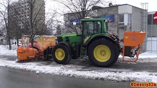 4K| John Deere 6930 Plowing Snow With V-Plow