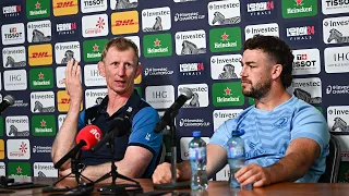 Leinster's Leo Cullen and captain Caelan Doris speak ahead of Champions Cup semi-final at Croke Park