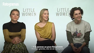 Timothée Chalamet, Florence Pugh and Saoirse Ronan and  Interview #littlewomen