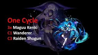 Genshin Impact: One Cycle 3x Maguu Kenki vs C1 Wanderer and C3 Raiden Shogun