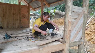 Amazing Cutting machine Skills - Wooden house wall - Free Bushcraft, Building Farm Life Ep2