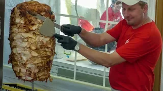 Huge Kebab and Chicken Wrap. Street Food in Minsk, Belarus