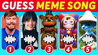 🔊Guess The Meme SONG🎤| Freddy Fazbear, Pomni, MrBeast, Wednesday, Skibidi Toilet, Smurf Cat