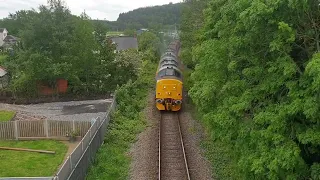 (18/5/22, loading/Bow Street bridge) 1555 Aberystwyth Run Round Loop to Chirk Kronospan Colas Rail