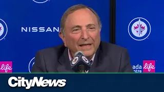 NHL Commissioner Gary Bettman arrives in Winnipeg