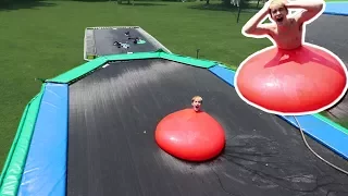 WORLDS BIGGEST WATER BALLOON VS WORLDS BIGGEST TRAMPOLINE!