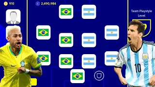 BRAZIL X ARGENTINA!! 😱😱 WORLD CUP BEST SPECIAL SQUAD BUILDER!!EFOOTBALL 2023 MOBILE