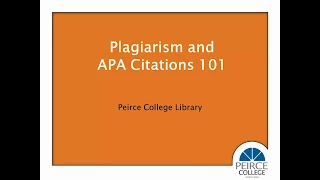 Plagiarism and APA Citations 101 Video