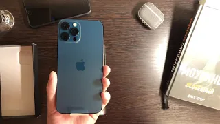 Распаковка и краткий обзор iPhone 12 Pro Max Pacific Blue Синий Unboxing Review New