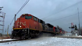 Power Move/Two Dead Engines? CN SD70M-2 8015 Leads L507 Through Painsec Junction At Track Speed!