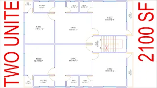 HOUSE PLAN DESIGN | EP 03 | 2100 SQUARE FEET TWO-UNIT FLAT HOUSE PLAN | LAYOUT PLAN