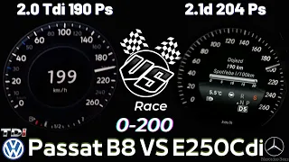 Acceleration Battle-Top Speed- Vw Passat B8 2.0 Tdi 190 Ps VS Mercedes-Benz E Class 250Cdi 204 ps