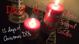 Glitter Striped Candles ♥ 12 Days of Christmas DIYs - Day Four
