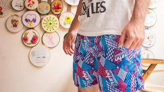 Pantaloneta para hombre con bolsillos /patrones gratis XL-L- M- S