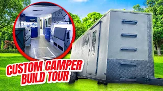Cargo Trailer Camper Conversion… Toy Hauler, Tiny House, Bathroom, Walkable Roof, Overland… Tour