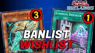 BANLIST WISHLIST (JUNE 2024) (duel links)