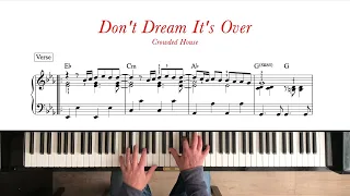 Don't Dream It's Over - Crowded House.  Piano tutorial + sheet music. Early intermediate