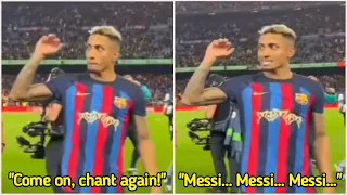 Rapinha's Reaction After Barcelona Fans Chanted Messi's Name in the Camp Nou vs Real Madrid