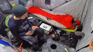 Early Ice Camping For Walleye In a Small Tent