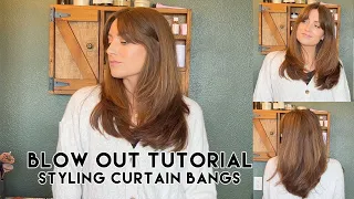 At Home Blow Out Tutorial Styling Curtain Bangs and 90's Layers | Kendra Atkins