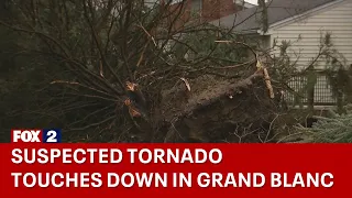 Suspected Grand Blanc tornado rips trees out of ground, damages homes
