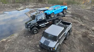 axial 6x6 unimog Traxxas TRX-6 Ultimate RC Hauler and The Mercedes-Benz G 63 AMG 6x6 trails part #2