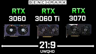 RTX 3060 vs RTX 3060 Ti vs RTX 3070 // UWQHD 21:9 // Test in 10 Games // Benchmark