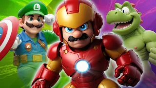 ¡MARIO BROS en un mundo de SUPER HÉROES! ¡Increíbles transformaciones!