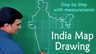 How to draw India map easily / drawing india map with measurement / Indiamap easy trick step by step