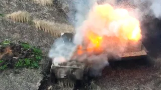 BMP, having withstood an ATGM strike, saves the crew in Ukraine