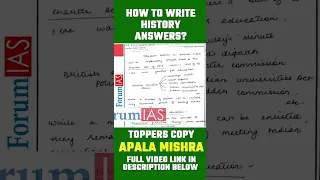 HOW TO WRITE 'HISTORY' ANSWERS? | Apala Mishra | AIR-9 | UPSC CSE 2020 | #shorts
