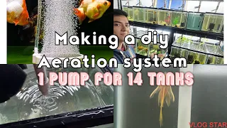 Making an aeration system for multiple aquariums! how to use 1 airpump for 14 tanks!