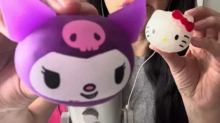 ASMR Hello Kitty and Friends Squishy balls, Microphone Brushing, Gum chewing tingles Relaxing sounds