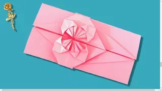 Origami : 💌 Enveloppe avec cœur   ❤️   fleuri 🌸