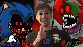 TWO MANIACS CLASH! | Sonic.EXE VS Tricky (2 ENDINGS) REACTION!