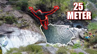 Klippenspringen in der Schweiz! Sprünge aus 25 Metern + 18 Meter Einhorn-Slide // Schweiz Trip pt. 1