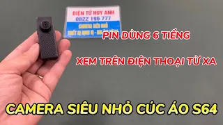 Camera Cúc Áo S64 Siêu Nhỏ Không Dây Mẫu Mới , Camera Mini Giấu Kín Xem Trực Tiếp Trên Điện Thoại