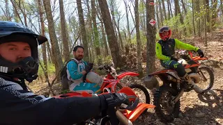 Beta XTrainer with Lucky Insert and AMP Damping Meets New Owner on the Pachaug Enduro Trail.