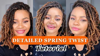 THE BEST SPRING TWIST TUTORIAL FOR BEGINNERS | No Rubber Bands, No Crotch Method Protective Style
