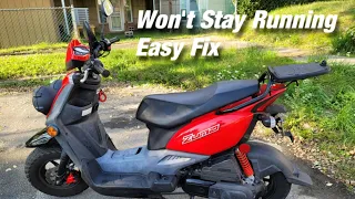 Gas SCOOTER / Motorcycle Won't Stay Running EASY FIX