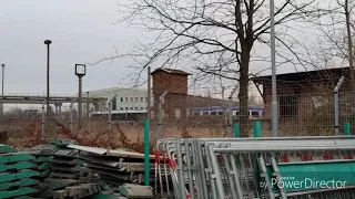 Abgestellter HEX Triebwagen im Bahnbetriebswerk Halberstadt und Abellio in Halberstadt Hbf.