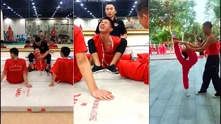 Martial art students ordinary flexibility stretching training #2