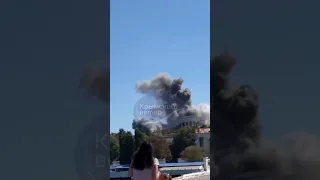 Moment missile strikes Russian HQ