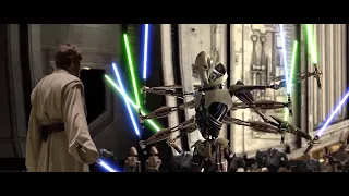 Grievous has a reasonable amount of lightsabers and doesn't kill himself