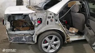 Кузовной ремонт Toyota Mark II. Замена заднего правого крыла.