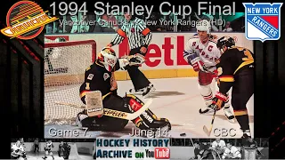 1994R4G7 Vancouver Canucks vs New York Rangers (HD HQ CBC). Game 7, 1994 Stanley Cup Final.