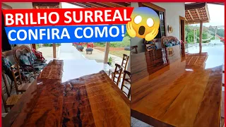 MESA RESINADA -Passo a passo mesa de resina epoxi River Table APRENDA A TÉCNICA PARA DAR AUTO BRILHO