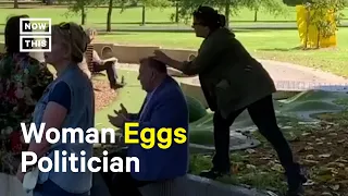 Woman Cracks Egg on Politician's Head, Calls Him a 'Nazi Lover' #Shorts