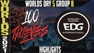 100 vs EDG Highlights | Worlds 2021 Day 5 Group B | 100 thieves vs Edward Gaming