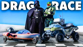 Drag Racing My HALO Warthog vs STAR WARS Jet Speeder (70 MPH)